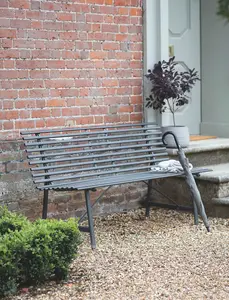 Garden Trading Richmond Bench Seat Chair Park Metal Carbon Grey