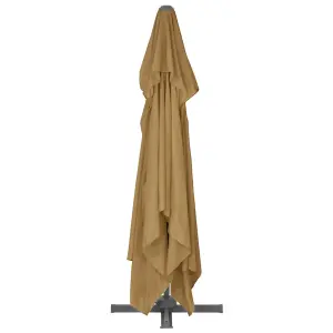 Berkfield Outdoor Umbrella with Portable Base Taupe