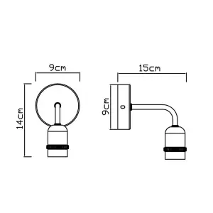 Harper Living Down Wall Light with On and Off Switch, Black with Copper Finish