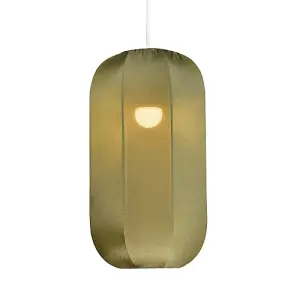 Modern Faux Silk Rectangular Pendant Lamp Shade in Pastel Olive Green Colour