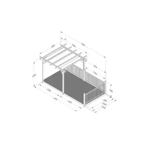 Forest Garden Grey Rectangular Pergola & decking kit, x3 Post x3 Balustrade (H) 2.5m x (W) 5.2m - Canopy included