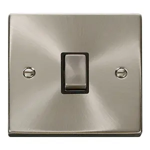 Satin / Brushed Chrome 1 Gang 20A Ingot DP Switch - Black Trim - SE Home