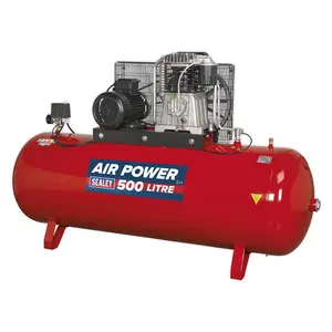 Sealey Air Compressor 500L Belt Drive 7.5hp 3ph 2-Stage with Cast Cylinders SAC55075B