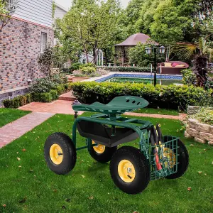 Costway 360 Swivel Rolling Gardening Cart Adjustable Height Wagon Scooter Garden Seat