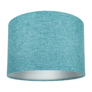 Contemporary and Sleek 10 Inch Teal Linen Fabric Drum Lamp Shade 60w Maximum