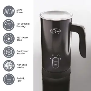 Quest Hot & Cold Electric Milk Frother - Black