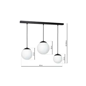 Milagro Lima Hand Made Designer Triple Pendant Lamp Matt Black And Cool White