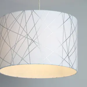 Carme White Silver effect Drum Light shade (D)30cm