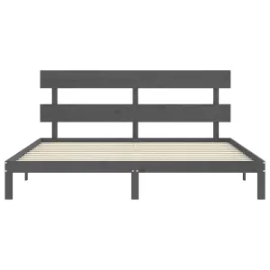 Berkfield Bed Frame with Headboard Grey 200x200 cm Solid Wood