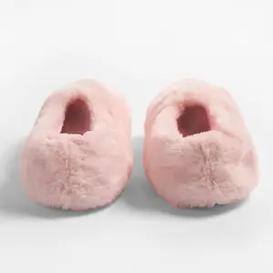 Memory Foam Slipper Socks Faux Fur Fleece Warm Soft Womens Ladies - Blush - M/L