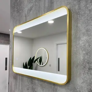 Brushed Brass 800mm x 600mm Frame Mirror with Colour Change (13630)