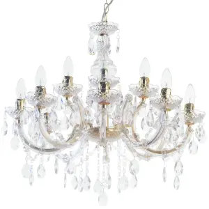 Litecraft Marie Therese Brass 12 Light Chandelier