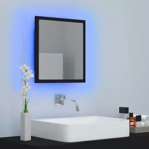 Berkfield LED Bathroom Mirror Black 40x8.5x37 cm Engineered Wood