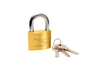 Securit Egret Long Shackle Keyed Alike Brass Padlock 40mm with x3 Keys