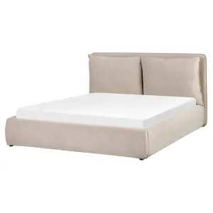 Velvet EU King Size Ottoman Bed Beige BAJONNA