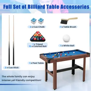 COSTWAY Pool Table for Kids & Adults Wooden Billiard Game Table w/ Full Set of Balls