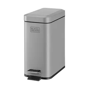 BLACK+DECKER 5L Grey Pedal Bin with Soft Close Lid