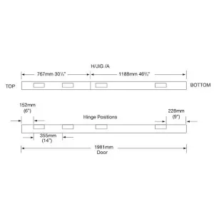 Trend H/JIG/A 2 Part Hinge Jig with x2 12x70mm Cutters Door Hinge Template