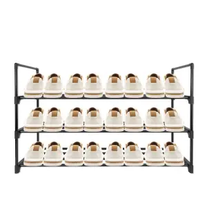 AMOS 3-tier Shoe Rack Organiser - Black