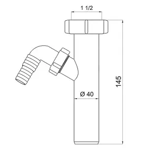 Aniplast Drain Waste Trap Pipe Connector 1 1/2" BSP x 40mm with Single Dishwasher Input