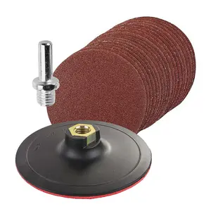 20 x Mixed Grit Hook & Loop 125mm Sanding Discs with Backing Pad & Drill Adaptor