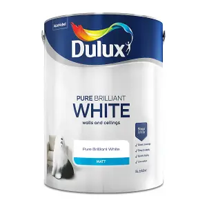 Dulux Pure brilliant white Matt Emulsion paint, 5L