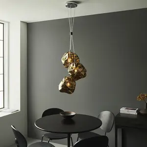 Metallic Bronze 3 Light Ceiling Pendant Modern Rock Design Hanging Light Fitting