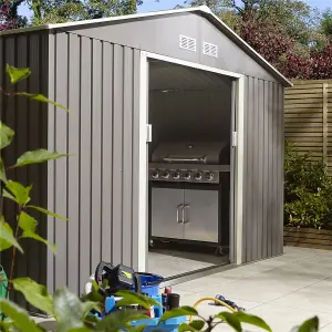 10 x 8 Double Door Metal Apex Shed (Light Grey)