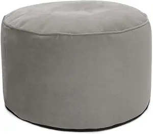 rucomfy Velvet Pouffe Beanbag - Pebble Grey