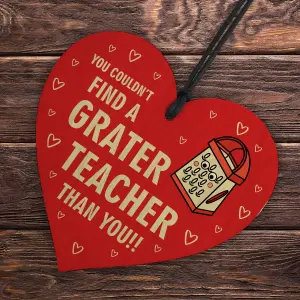 Red Ocean Thank You Teacher Gifts Wooden Hanging Heart - Teacher Gifts Leaving Gifts for Colleagues - Gifts for Teachers