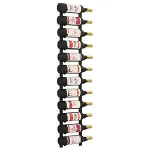 Riveria Wall Mounted Wine Rack for 12 Bottles Black Iron