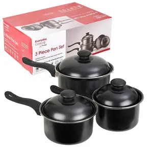 Essentials By ProChef Carbon Steel 3 Piece Pan Set with Lids