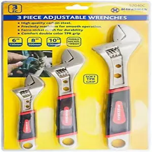 Set Of 3 Adjustable Plumbing Spanner 6" 8" 10" Grip Pipe Diy Steel Wrench New