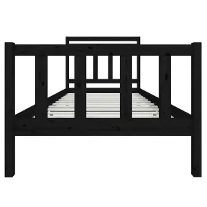 Berkfield Bed Frame Black Solid Wood 100x200 cm