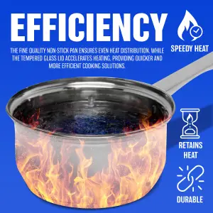 18Cm Saucepan Glass Lid Stainless Steel Cookware Pot Pan Frying Cooking Milk