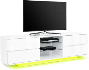 Centurion Supports Avitus High Gloss White with 4-White Drawers up to 65" LED/OLED/LCD TV Cabinet with LED Lights