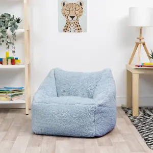 icon Kids Teddy Bear Armchair Bean Bag Blue Childrens Bean Bags