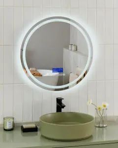 LED Wall Mirror with Bluetooth Speaker 60 cm Silver BROGNON