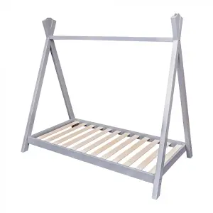 Solid Pine Teepee Toddler Bed Grey With Slats Childrens Beds