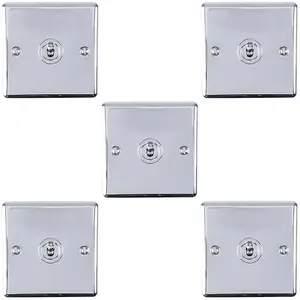 5 PACK 1 Gang Single Retro Toggle Light Switch POLISHED CHROME 10A 2 Way Plate