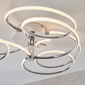 Anson Lighting Leon Semi Flush light finished in Chrome plate and white silicone