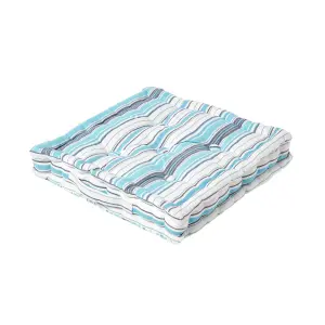 Homescapes Cotton New England Stripes Floor Cushion, 40 x 40 cm