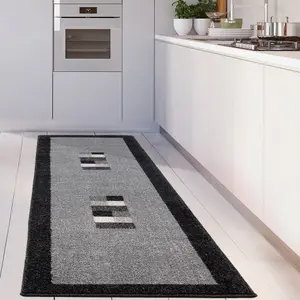 Ephesus Collection Modern Rugs Grey Black  7439GB