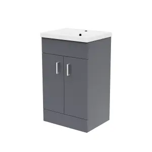 Nes Home 500mm Medium Basin Vanity Unit Floor Standing Grey