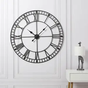 EOS - Skeleton Wall Clock with Roman Numerals - 100x100 - (Black)