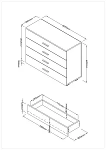 White gloss 4 drawers Lido chest of drawers