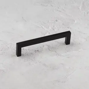 128mm Matt Black Cabinet Handle Square Cupboard Door Drawer Pull Wardrobe Furniture Replacement Upcycle