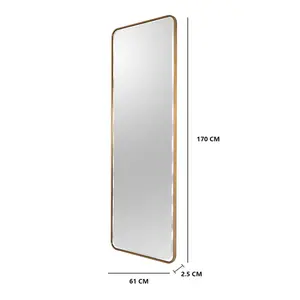 Kallas Metal Flat Wall Mirror Satin Brass/bevel edge