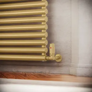 Terma Vision Brass Left sided Corner Radiator valve & lockshield (Dia)15mm x ½"