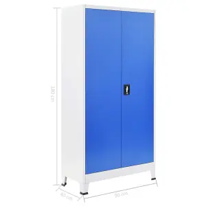 Berkfield Office Cabinet Metal 90x40x180 cm Grey and Blue